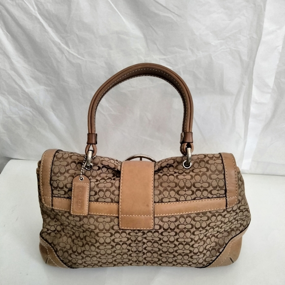 Coach Handbags - Vintage Coach  Leather canvas monogram Small Handbag